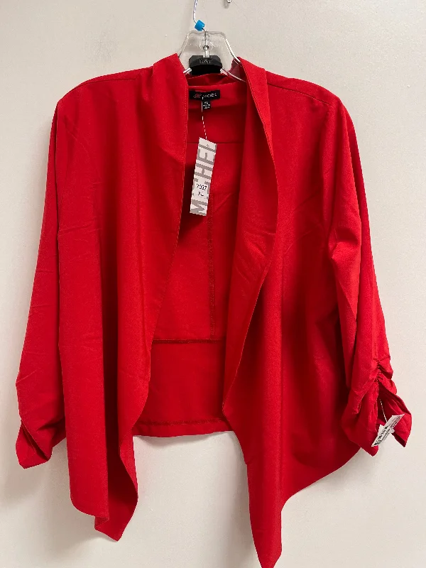 Women's Tweed Pattern Blazers -Blazer By Clothes Mentor In Red, Size: Xl