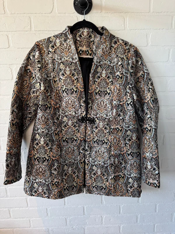 Women's Blazers with Cape -Blazer By Soft Surroundings In Black & Gold, Size: L