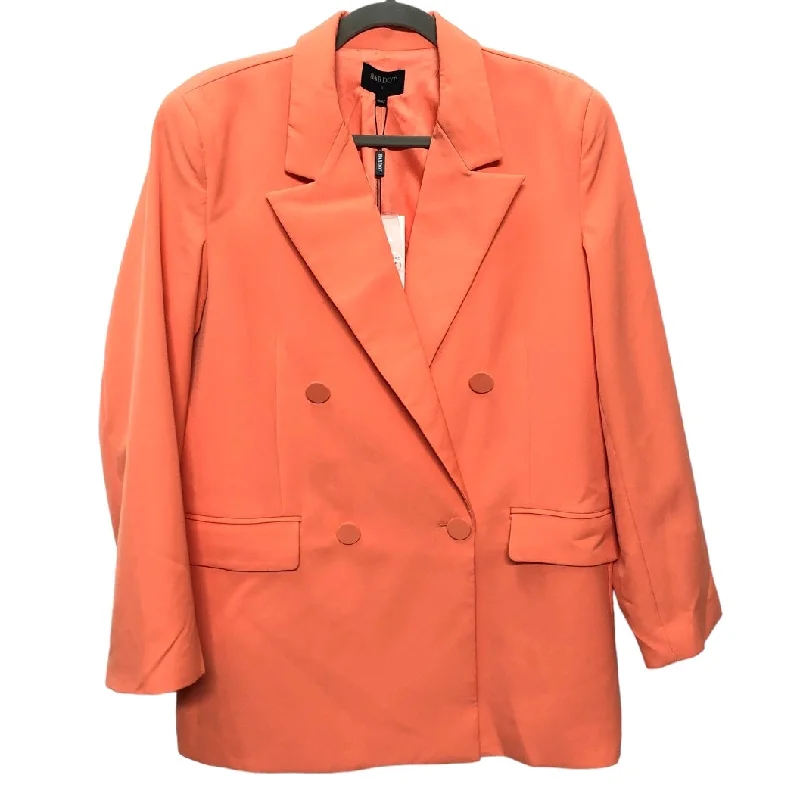 Women's Winter Blazers with Tweed Fabric -Orange Blazer Bardot, Size Xs