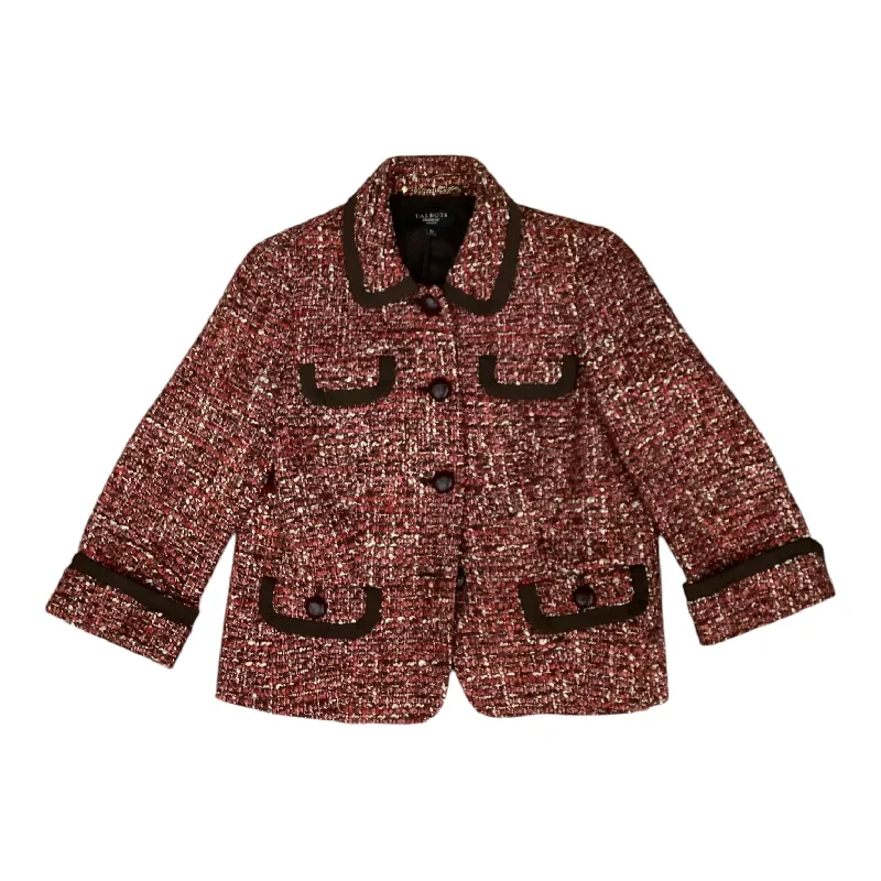 Women's Check Print Blazers for Office -Blazer By Talbots In Brown & Pink, Size: 6p