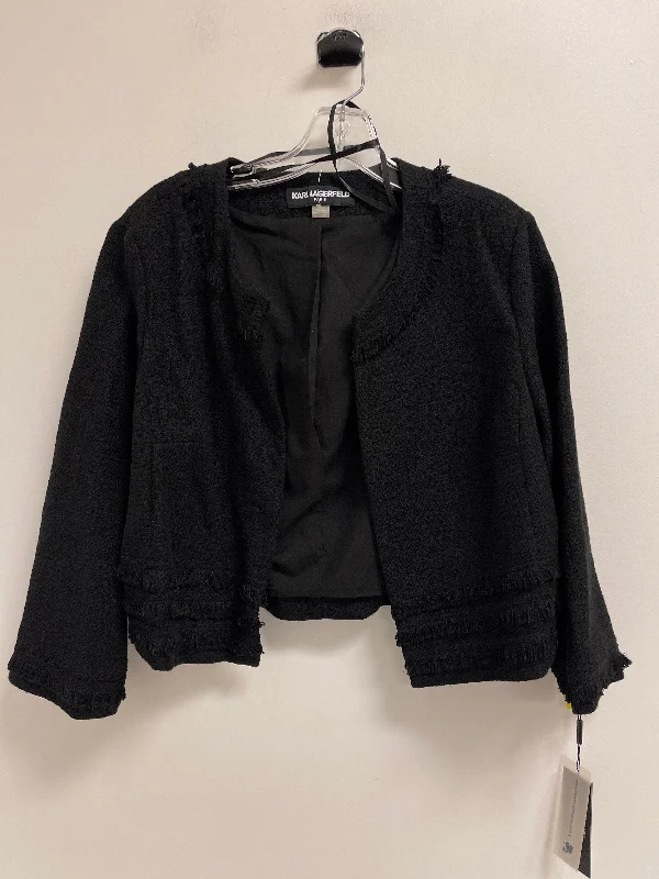 Women's Ruffled Tweed Blazers -Blazer By Karl Lagerfeld In Black, Size: Xl