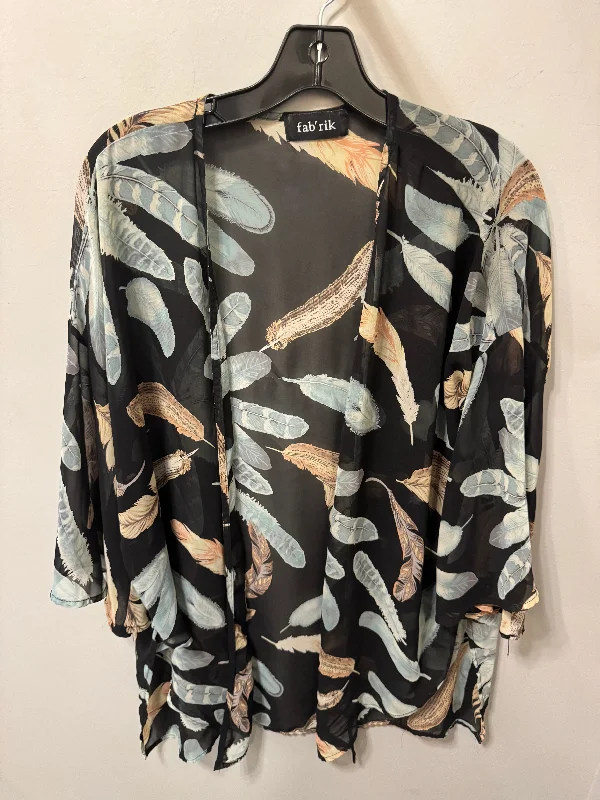 Kimono with Japanese Print-Kimono By Fabrik In Black & Blue, Size: M