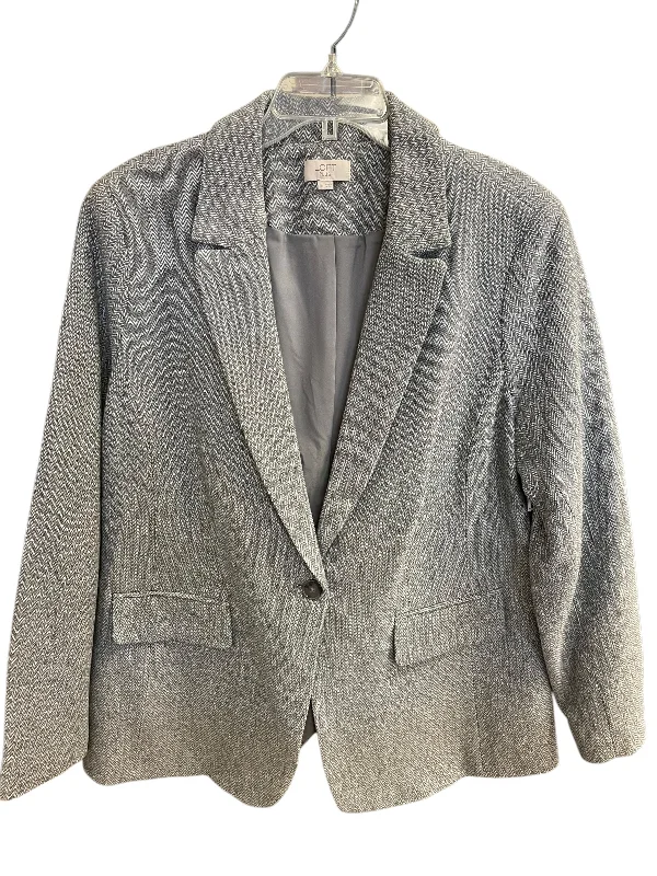 Women's Blazers with Back Detail -Blazer By Loft In Grey, Size: 1x