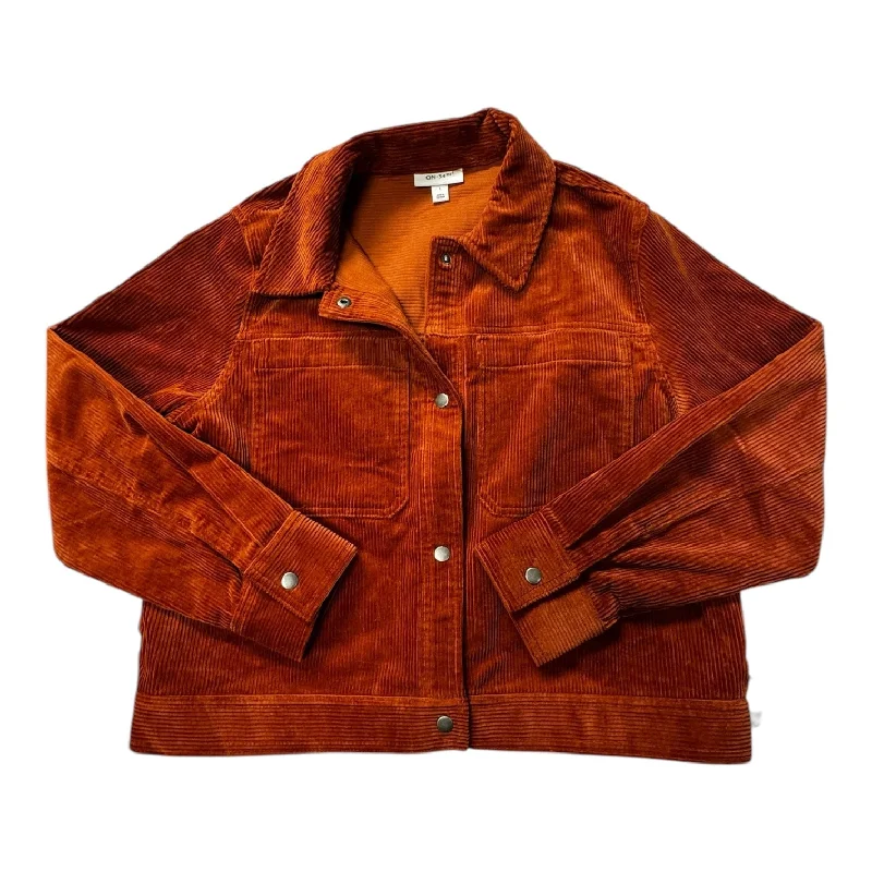 Women's Layered Look Tweed Blazers -Blazer By Cmc In Orange, Size: L