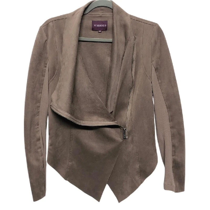 Women's Slim Fit Checkered Blazers -Blazer By Vigoss In Tan, Size: Xs