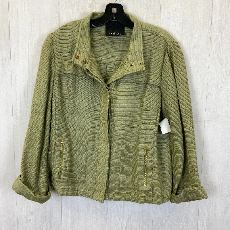 Women's Tweed Patterned Blazers -Blazer By Carlisle In Green, Size: Xl