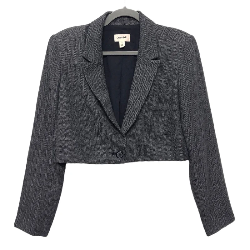 Women's Double Button Wool Blazers -Blazer By Open Edit In Black & Grey, Size: S