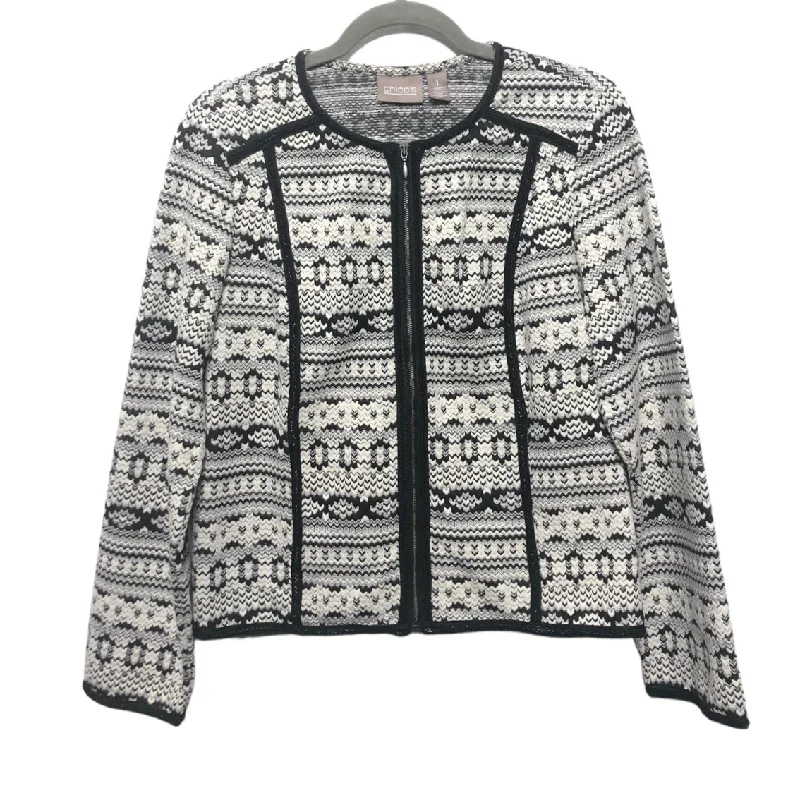 Women's Casual Checkered Wool Blazers -Blazer By Chicos In Black & White, Size: M
