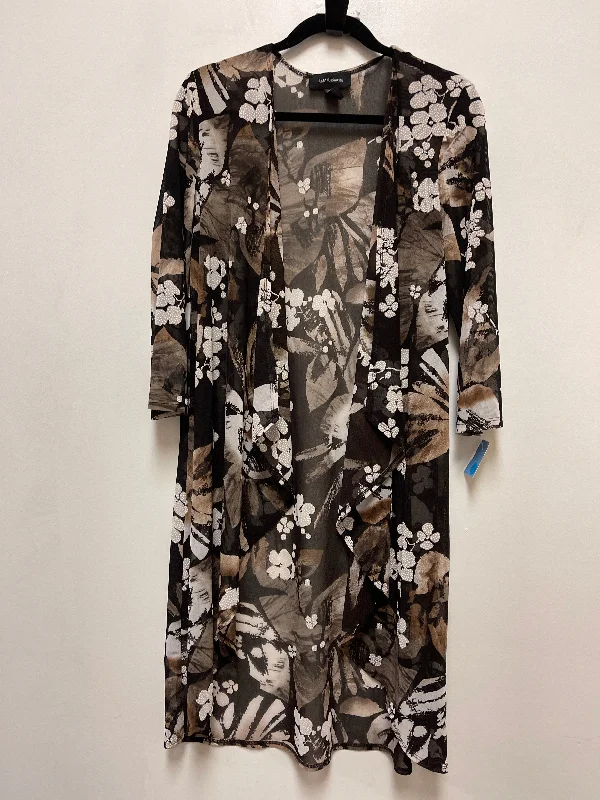 Kimono with Floral Print-Kimono By R And M Richards In Black, Size: M