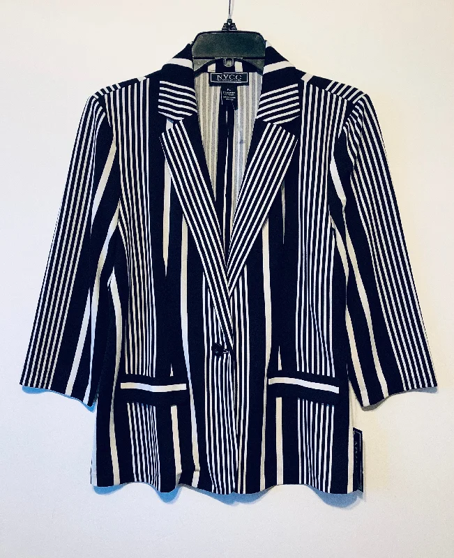 Women's Cropped Formal Blazers -Blazer By Cme In Striped Pattern, Size: L