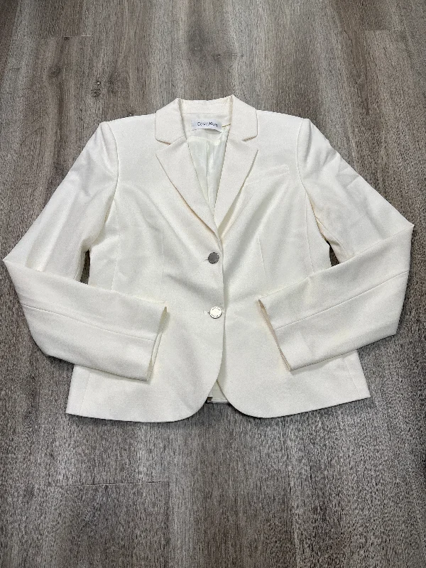 Women's Striped Tailored Blazers -Blazer By Calvin Klein In White, Size: M
