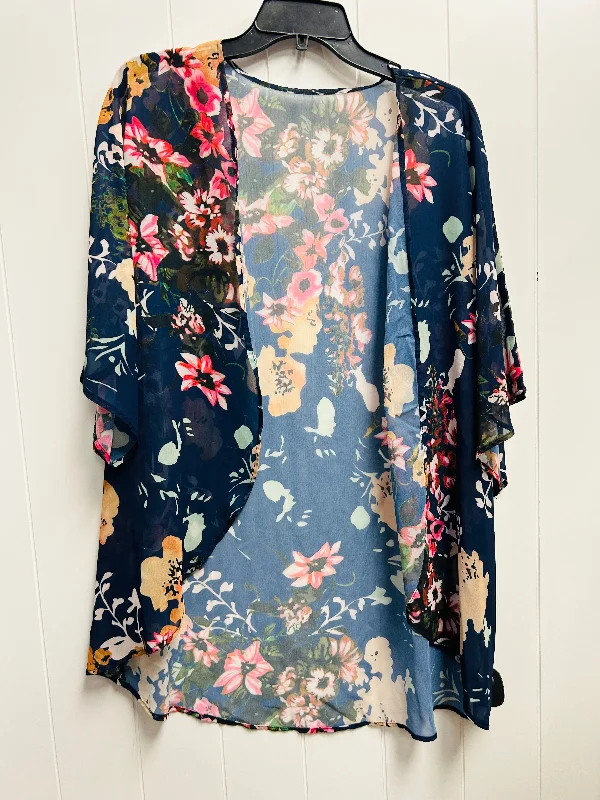 Kimono for Office Wear-Kimono By Clothes Mentor In Blue & Pink, Size: Xl