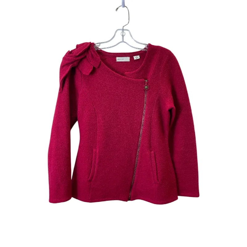 Women's Blazers with Faux Fur Collar -Blazer By Sleeping On Snow In Red, Size:Xs