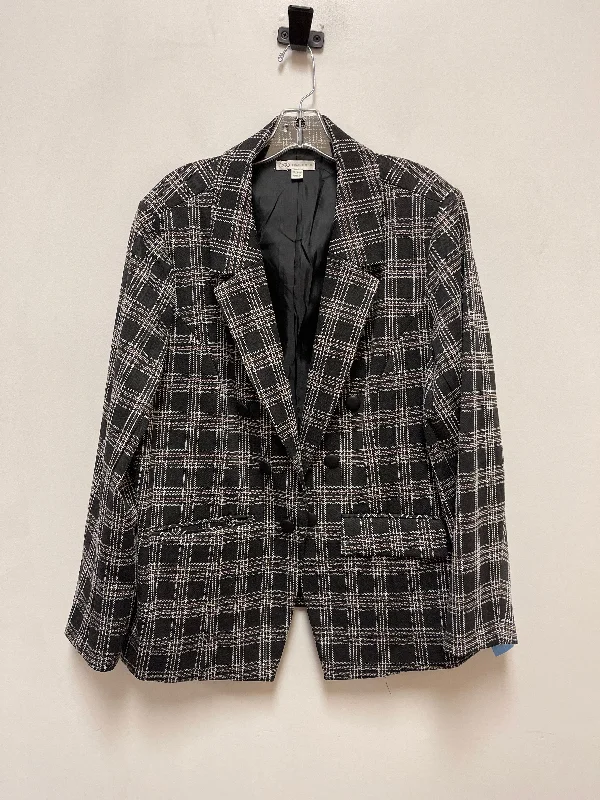 Women's Elegant Sheer Blazers -Blazer By Cato In Black & White, Size: 3x