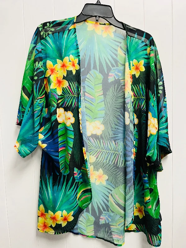 Kimono with Abstract Print-Kimono By Clothes Mentor In Green & Orange, Size: Onesize