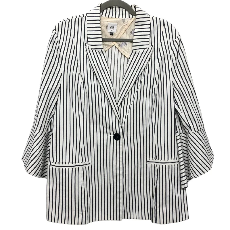 Women's Slim-fit Tailored Blazers -Blazer By Cabi In Striped Pattern, Size: 12
