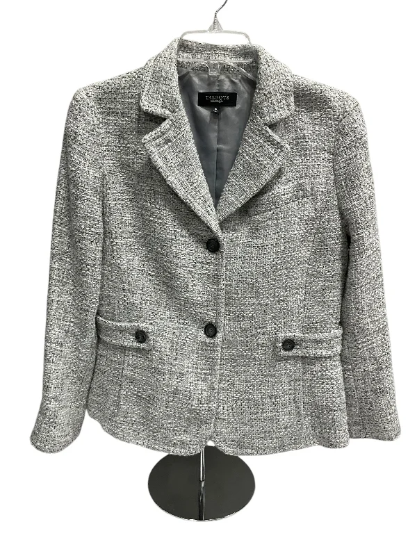 Women's Blazers with Embellished Sleeves -Blazer By Talbots In Silver, Size: 10