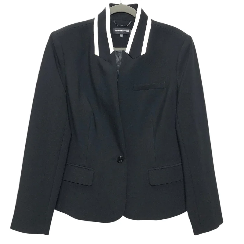 Women's Bold Color Blazers -Blazer Designer By Karl Lagerfeld In Black & White, Size: 14
