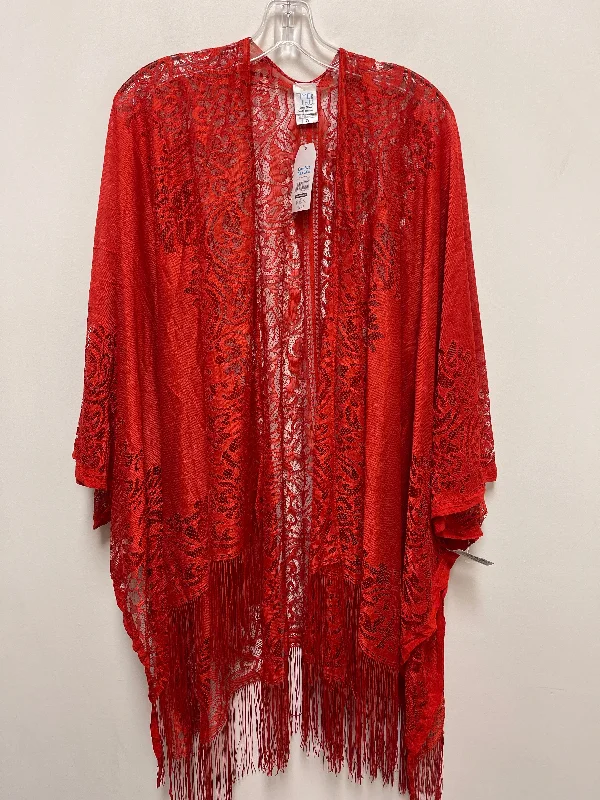 Kimono with Satin Finish-Kimono By Time And Tru In Orange, Size: Osfm