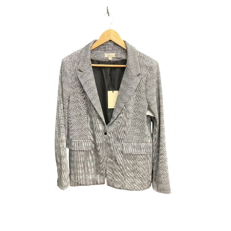 Women's Blazers with Embroidery -Blazer By Elan In Plaid Pattern, Size: M