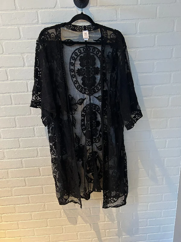 Kimono for Birthday Wear-Kimono By LACE/CROCHET In Black, Size: 2x