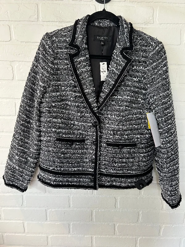 Women's Textured Wool Blazers -Blazer By Talbots In Black & White, Size: Mp