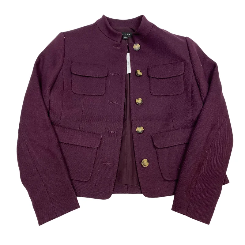 Women's Classic Wool Tweed Blazers -Blazer By Ann Taylor In Purple, Size: Xs
