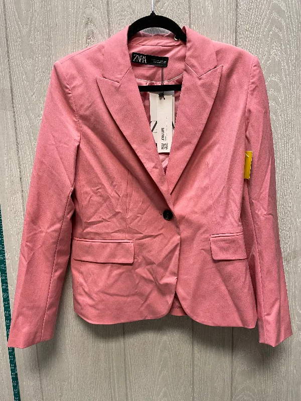 Women's Slim-fit Tweed Blazers -Blazer By Zara In Pink, Size: M