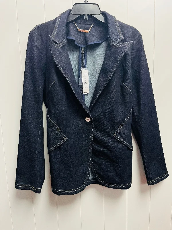 Women's Blazers with Ruffles -Blazer By White House Black Market In Blue Denim, Size: 12