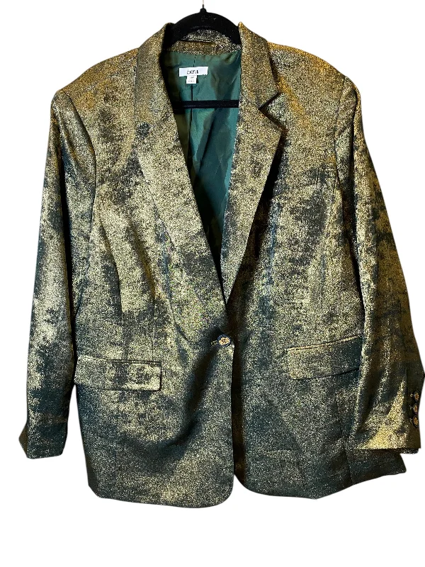 Women's Wool Winter Blazers -Blazer By Bar Iii In Gold & Green, Size: 3x