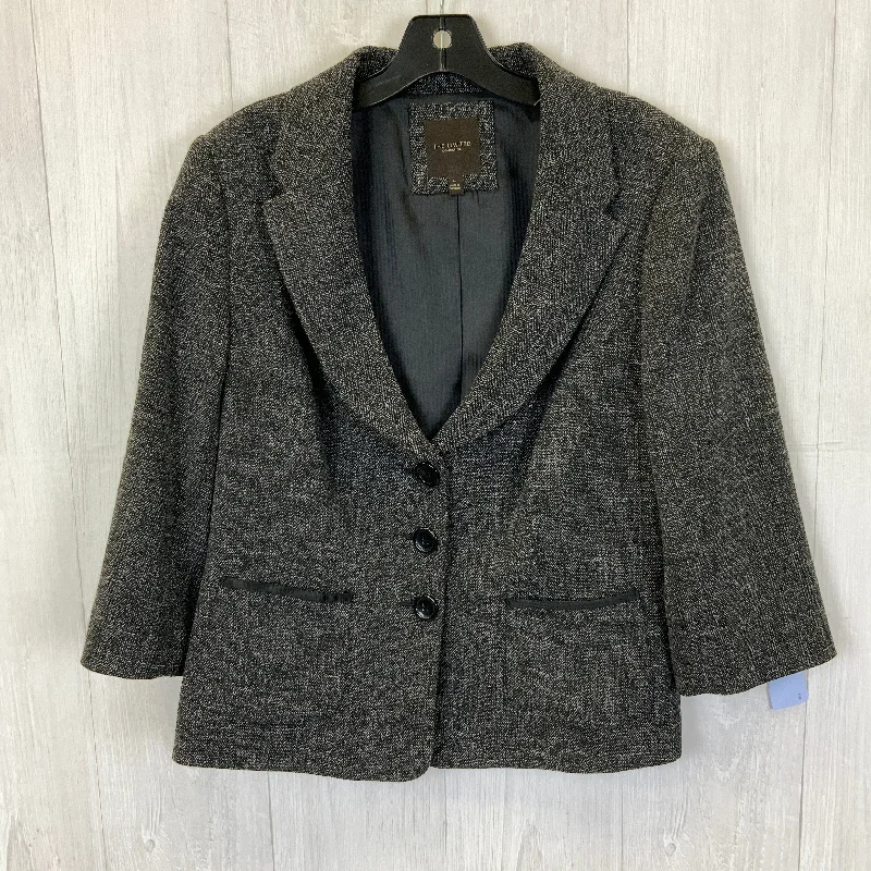 Women's Elegant Wool Tweed Blazers -Blazer By Clothes Mentor In Grey, Size: L