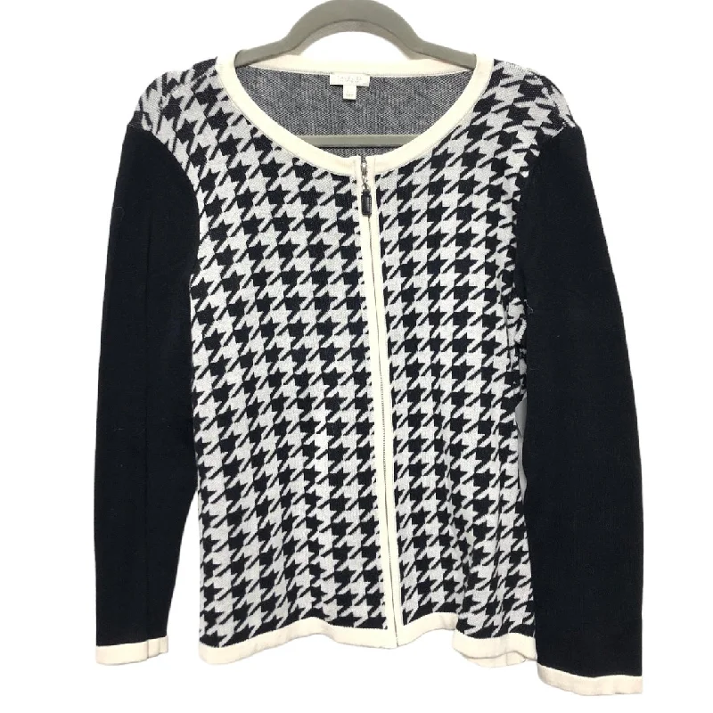 Women's Lightweight Wool Blazers -Blazer By Talbots In Black & Cream, Size: L