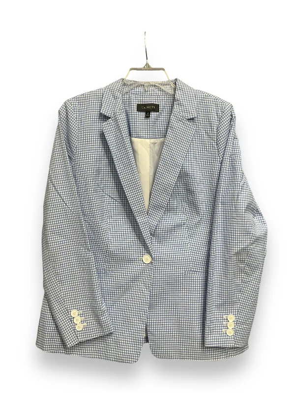 Women's Wool Checkered Office Blazers -Blazer By Talbots In Blue, Size: L