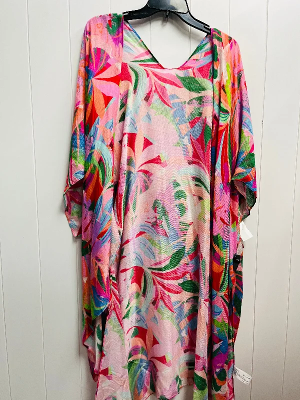 Kimono for Beach Cover-Up-Kimono By ONEDDER In Green & Pink, Size: Onesize