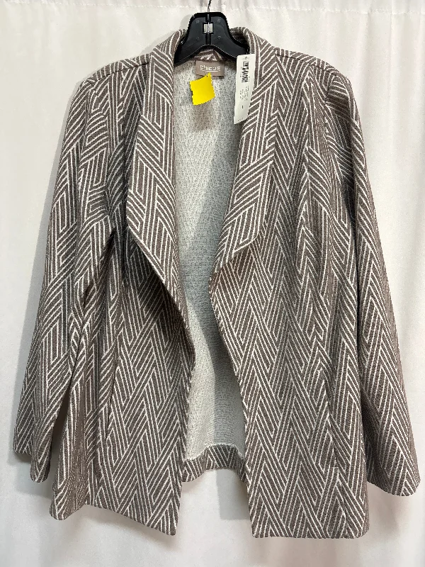 Women's Double Button Tweed Blazers -Blazer By Chicos In Beige, Size: M