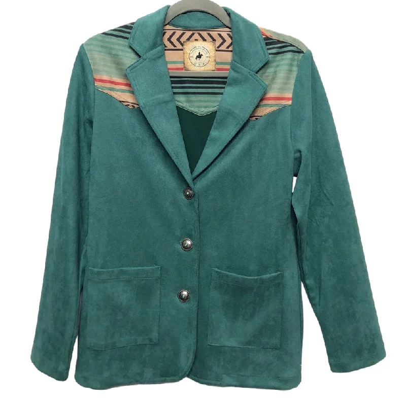 Women's Vintage Tweed Blazers -Blazer By Cmc In Green, Size: S