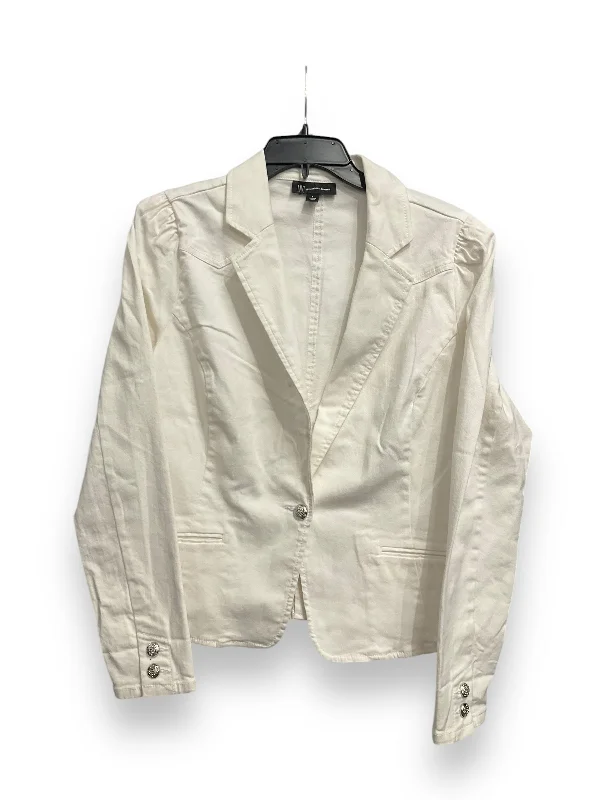 Women's Tailored Wool Blazers for Winter -Blazer By Inc In White Denim, Size: L