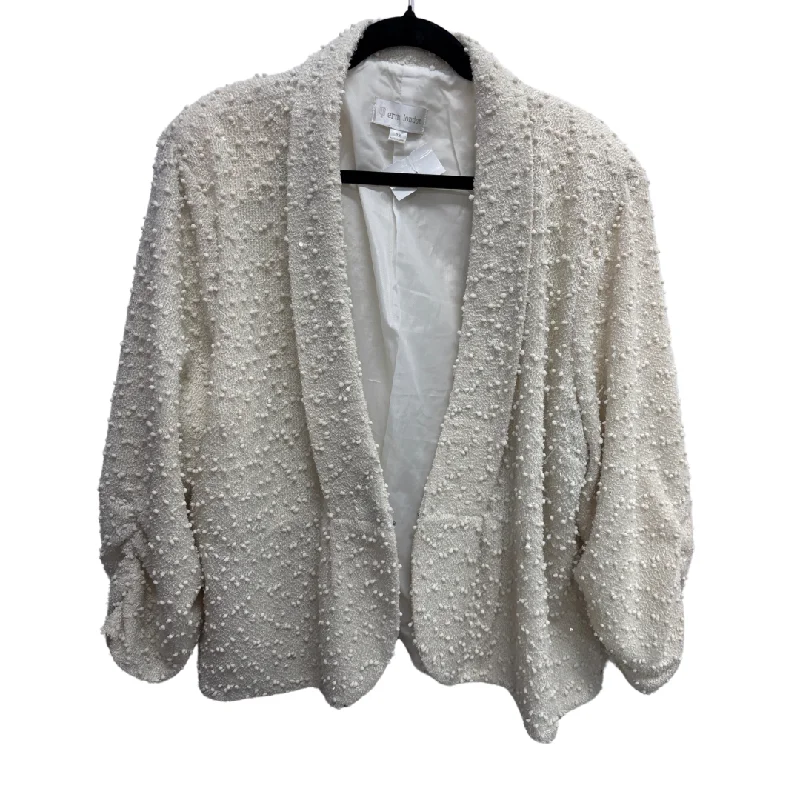 Women's Blazers with Chunky Buttons -Blazer By Erin London In Cream, Size: 3x
