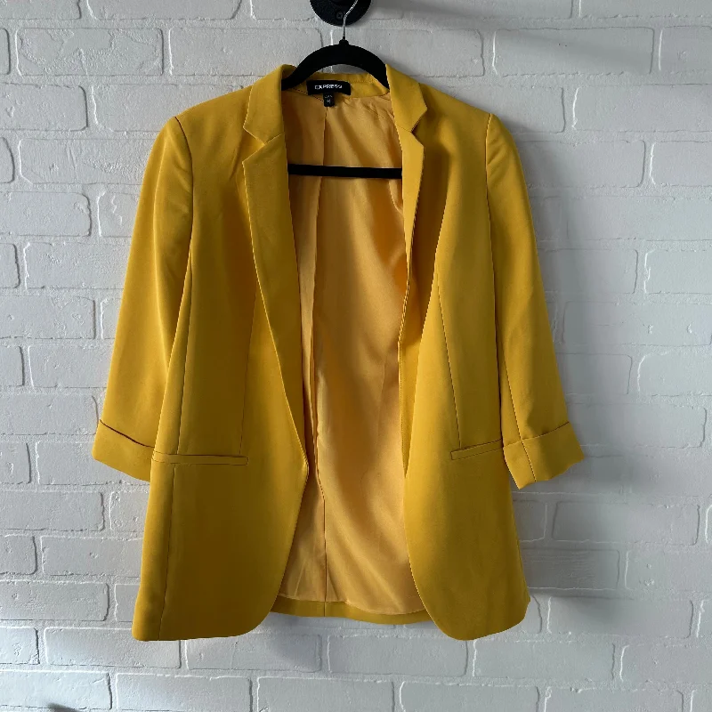 Women's Checked Blazers for Business -Blazer By Express In Yellow, Size: Xs