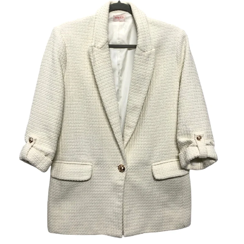 Women's Velvet Blazers for Winter -Blazer By Clothes Mentor In Cream, Size: S