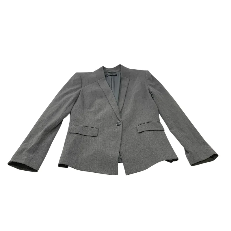 Women's Blazers with Contrast Collar -Blazer By Tahari By Arthur Levine In Grey, Size: 6 Women's Blazers with Contrast Collar -Blazer By Tahari By Arthur Levine In Grey, Size: 6