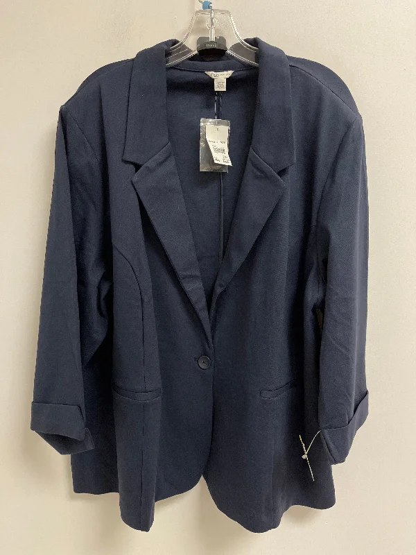 Women's Full-length Woolen Blazers -Blazer By Cato In Navy, Size: 4x