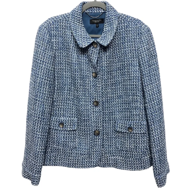 Women's Tailored Wool Check Blazers -Blazer By Talbots In Blue & White, Size: 16