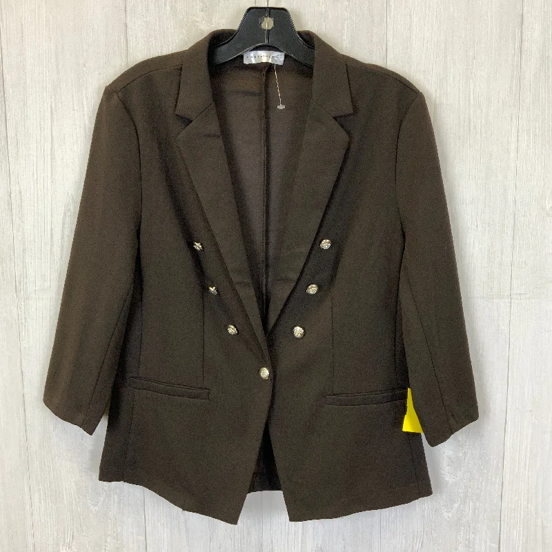 Women's Winter Work Wool Tweed Blazers -Blazer By Retrology In Brown, Size: M