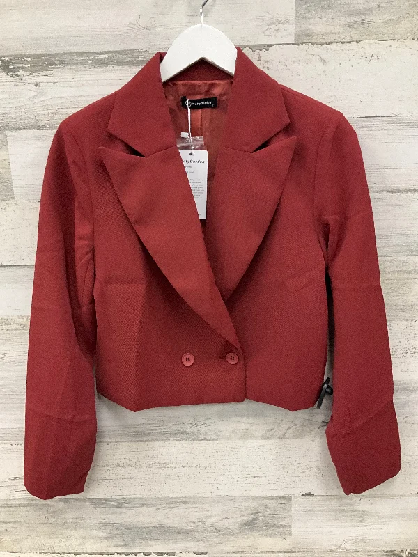 Women's Stylish Woolen Fall Blazers -Blazer By Cme In Orange, Size: S