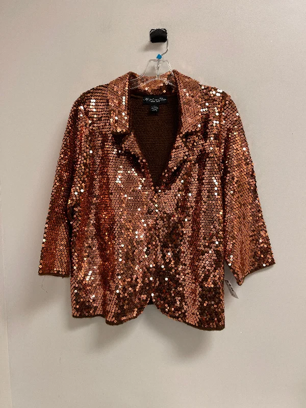 Women's Blazers with Floral Detail -Blazer By Clothes Mentor In Copper, Size: 2x