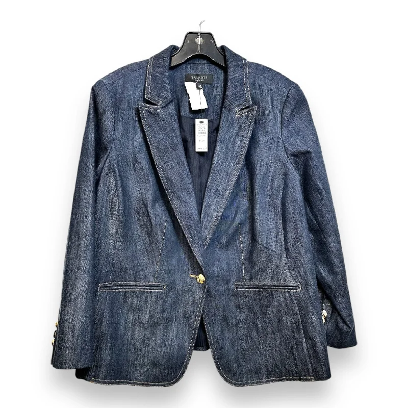 Women's High Collar Blazers -Blazer By Talbots In Denim, Size: 14WP