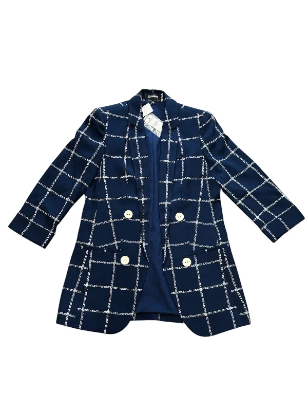 Women's Blazers with Drawstring Waist -Blazer By Express In Navy, Size: Xs