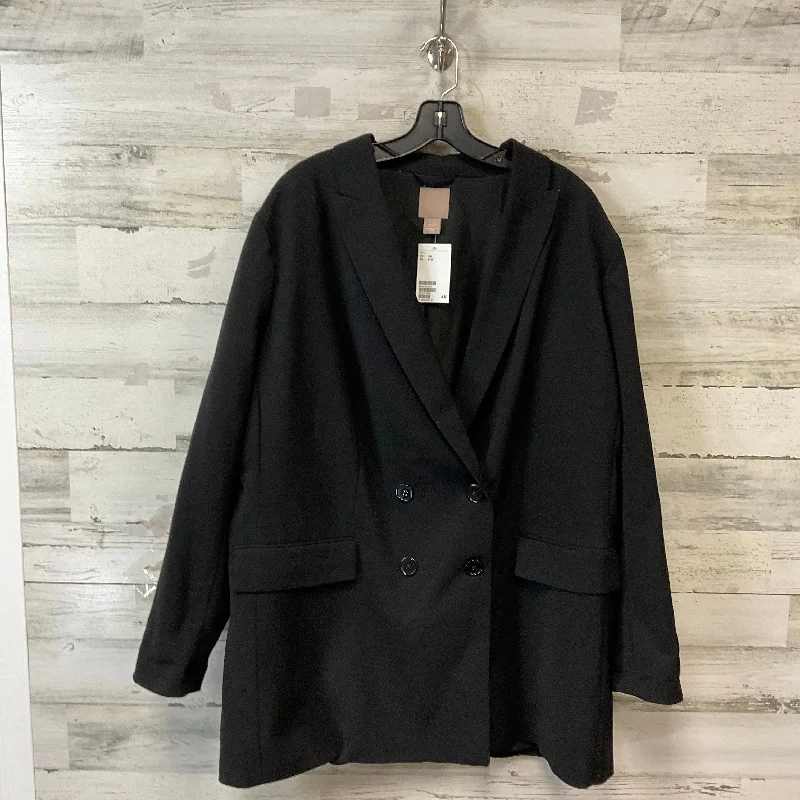 Women's Cotton Tweed Blazers -Blazer By H&m In Black, Size: 2x