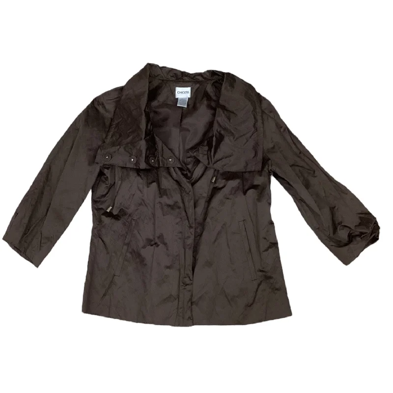 Women's Designer Checkered Blazers -Blazer By Chicos In Brown, Size: 0